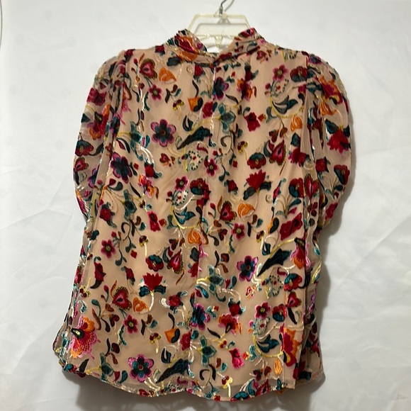 French Connection Mandarin Collar Blouse with Ruffled Puff Sleeves - Picture 10 of 16